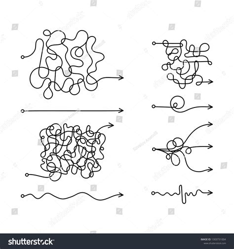 Set Messy Line Like Hard Easy Stock Vector Royalty Free 1303731004