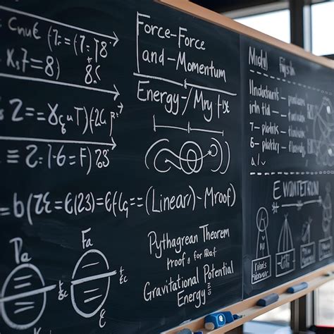 This Image Presents A Chalkboard Covered In Complex Physics Formulas Premium Ai Generated Image