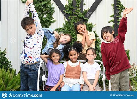 Group of Diverse Children at School, Happy Kids Portrait Stock Image ...