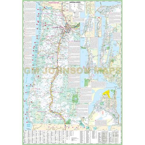 Oregon & Washington Coast Large Print, Oregon State Map - GM Johnson Maps