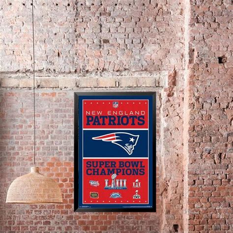 Buy Art For Less FRAMED New England Patriots 6 Super Bowl Champions Logos 34x22.25 NFL Football ...