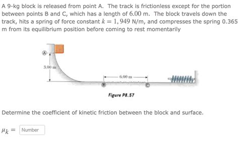 Solved A 9 Kg Block Is Released From Point A The Track Is Chegg