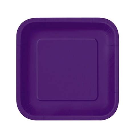 Deep Purple Square Paper Plates 17cm Pack Of 16 Partyrama