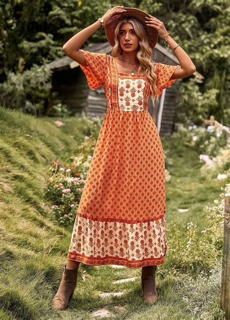 Bohemian Holiday Flower Large Size Dress