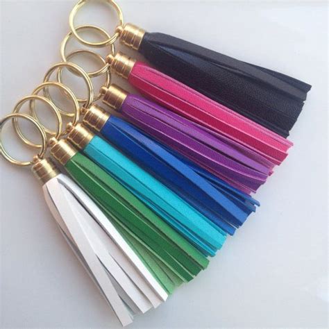 Bright Leather Tassel Keychains White Green Turquoise Blue Purple Pink Or Black Jcrew