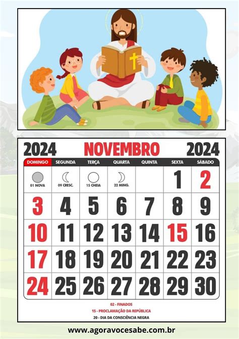 Calendário 2024 Para Educação Infantil Uma Folha por Mês Tema Bíblico