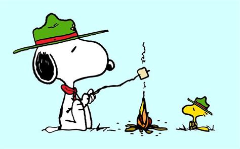 Scouts Snoopy And Woodstock By Camp Fire Wallpaper 2560x1600 JPEG