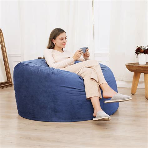 Yesfashion 4ft Bean Bag Chair for Adults, Memory Foam Bean Bag Chair ...