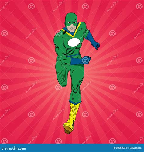 Running Superhero Modern Cartoon People Character Illustration