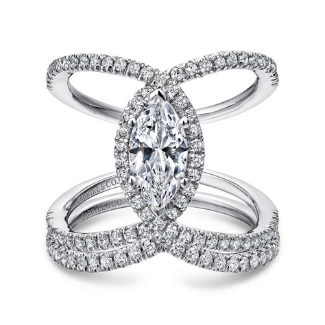 K White Gold Marquise Halo Diamond Engagement Ring Er M W Jj