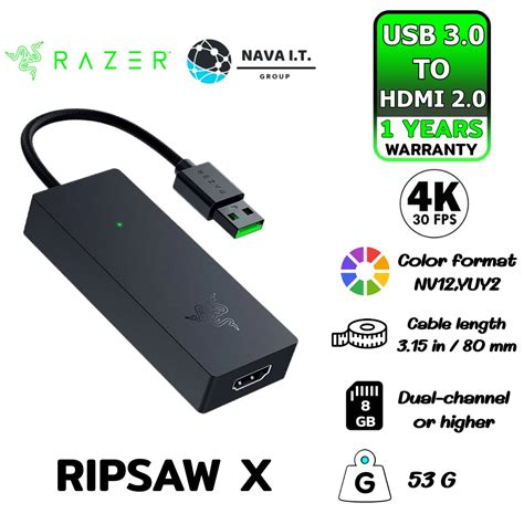 Razer Ripsaw X Usb Capture Card With Camera Connection For Full K