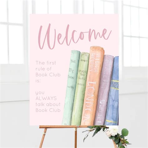 Book Club Welcome Sign Printable Book Club Party Sign Book Themed