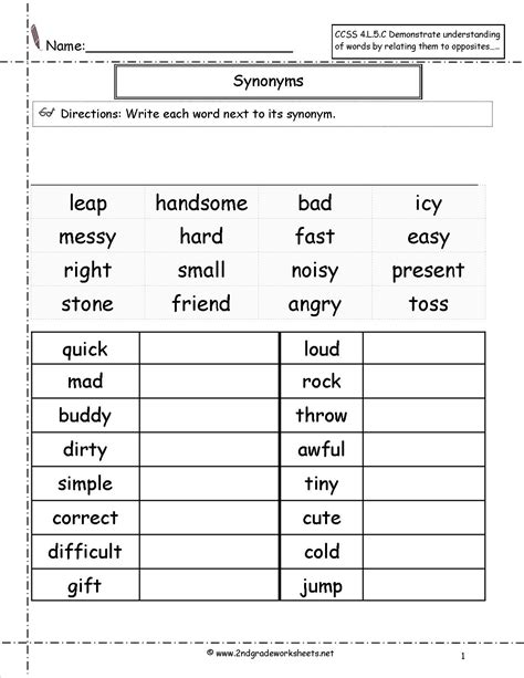 First Grade Antonyms Worksheet