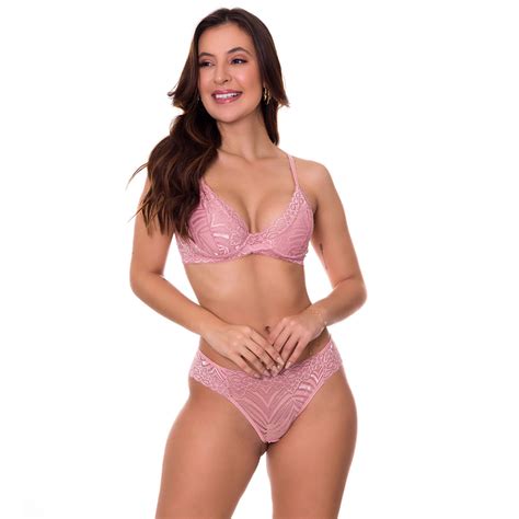 Conjunto De Lingerie Em Renda Sem Bojo Gabriela Cl