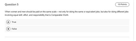 Solved Question 5 10 Points When Women And Men Should Be