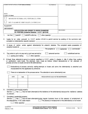 Fillable Online Ventura Courts Ca Application And Order To Serve