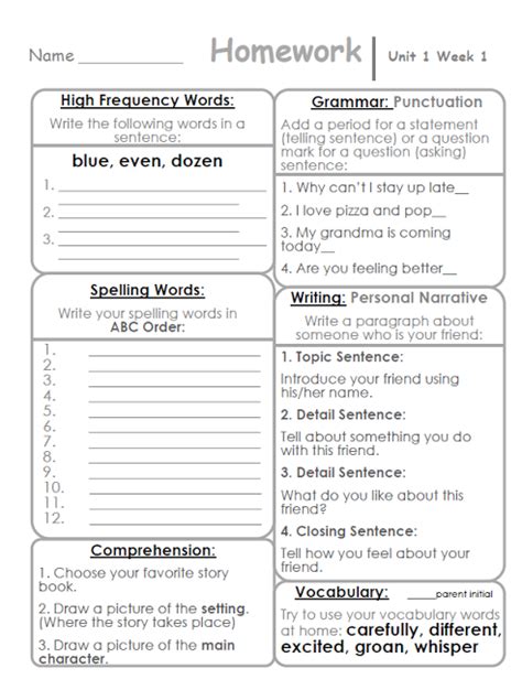 2nd Grade Homework With Great Writing Assignments Writing