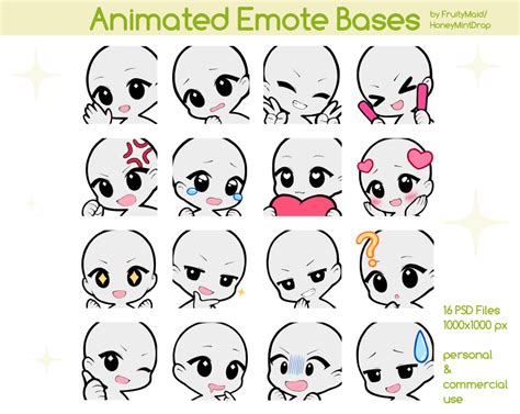 Emote Bases With 2 Frames For Animated Emotes Commercial License