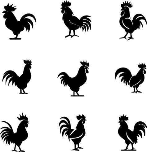 Ilustraci N De Silueta De Vector De Gallo Vector Premium