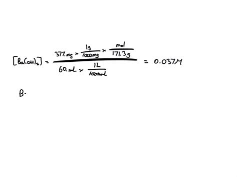 Solved A Chemist Dissolves 377 Mg Of Pure Barium Hydroxide In Enough Water To Make Up 60 Ml Of