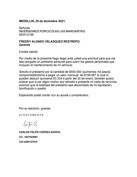 Ejemplo De Carta Solicitud De Modelo De Solicitud Carta De Solicitud