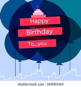 Happy Birthday Balloon Card Designvector Illustration Stock Vector (Royalty Free) 269001569 ...