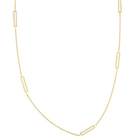 14k Yellow Gold Open Rectangle Station Necklace Y41 370030fm