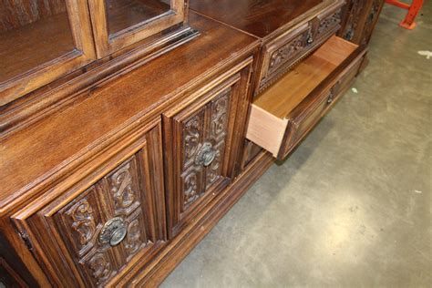 Large Solid Oak China Cabinet With Lights