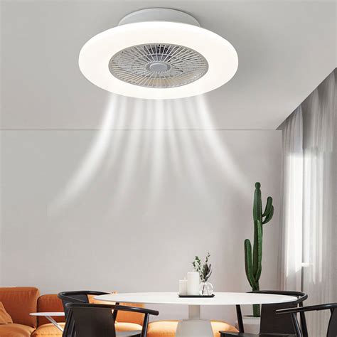 Plafonnier ventilateur LED blanc dimmable avec télécommande 48W pour