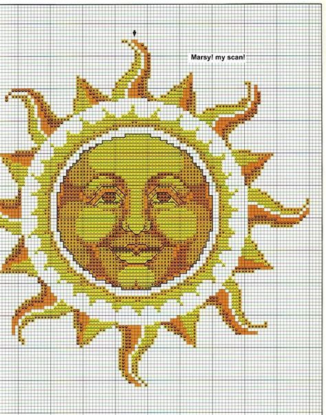 Free Sun Cross Stitch Design Pattern Using Anchor Embroidery Floss