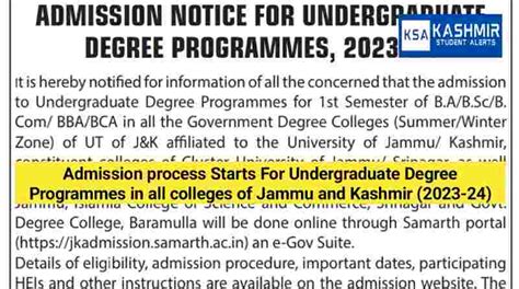 Admission Process Starts For Undergraduate Degree Programmes In All