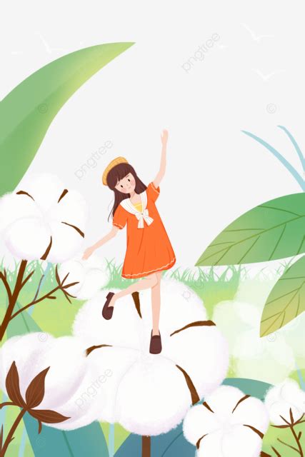 Character Girl Cotton Plant Character Girl Cotton Png Transparent