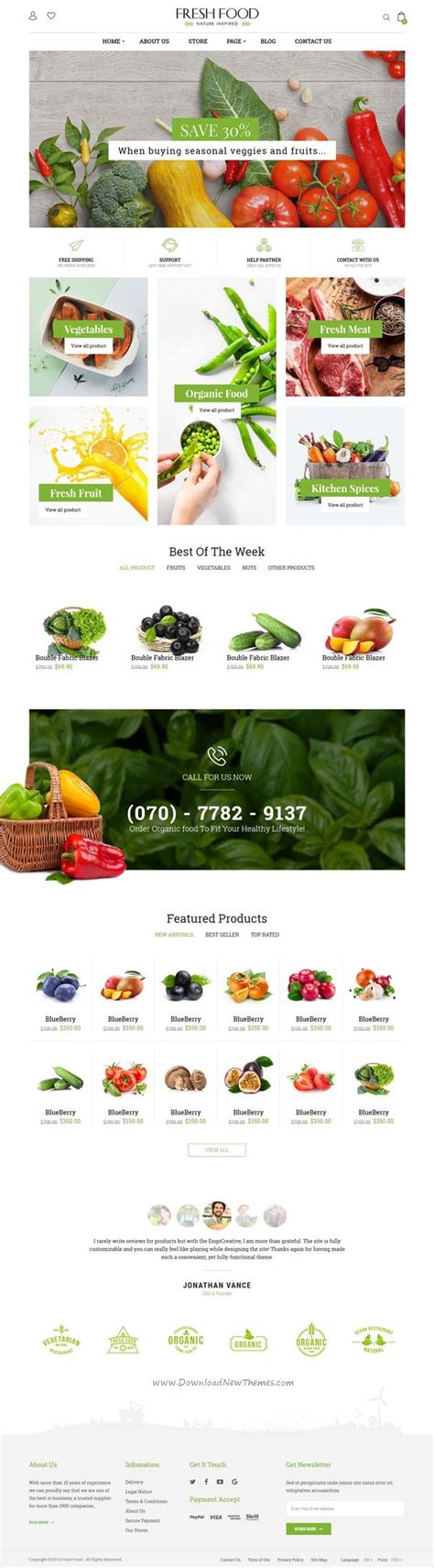 Fresh Food Organic Food Fruit Vegetables ECommerce HTML Template