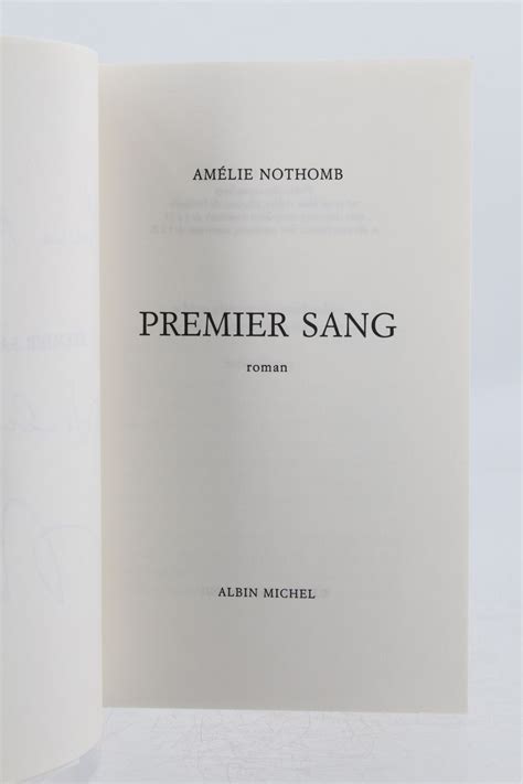 Nothomb Premier Sang Autographe Edition Originale Edition