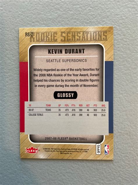 Fleer Rookie Sensations Rc Kevin Durant Rs Nba Basketball