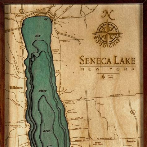 Seneca Lake Wooden Map Art | Topographic 3D Chart