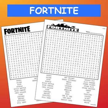 Fortnite Word Search TWO Versions By Cosmo Jack S Technology Resources