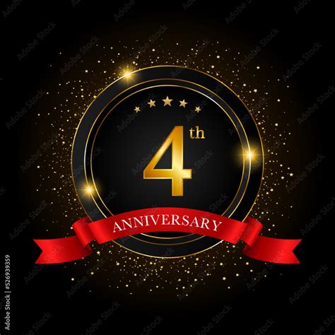 4th Anniversary Golden Anniversary Celebration Template Design Vector