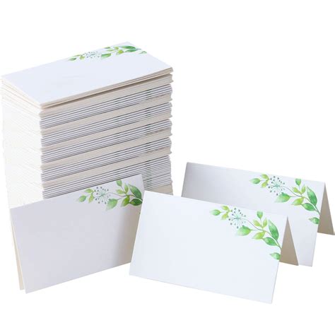 Buy 100 PK Table Place Cards With Greenery Small Tent Cards 2 X 3 5