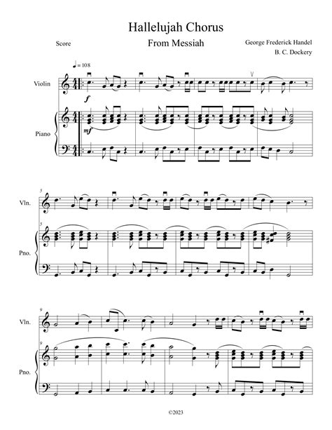 Hallelujah Chorus From Messiah Violin Solo With Piano Accompaniment