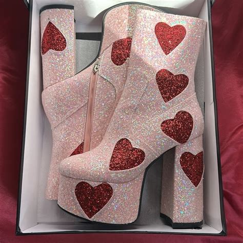 Dolls Kill Shoes Dolls Kill Pink Glitterfuchsia Heart Us W6