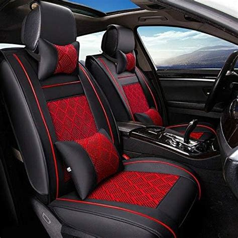 Magqoo Universal Pu Leather Car Seat Cover Full Set W Pillows 5 Seats Suv Seat Cover Front Rear