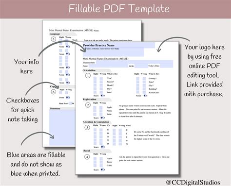 Mini Mental Status Exam Mmse For Providers Fillable Mental Etsy Uk Hot Sex Picture