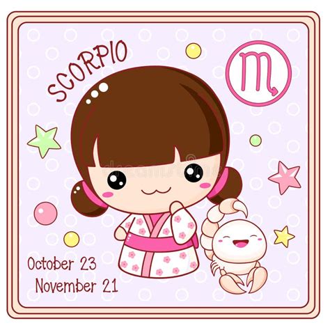 Car Cter De Signo De Escorpi N Zodiaco Al Estilo Kawaii Tarjeta