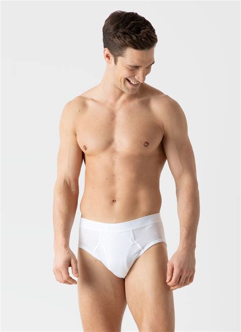 Mens Superfine Cotton Briefs In White Sunspel