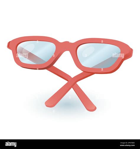 Reading Eyeglasses With Red Frames Transparent Glasses D Icon Stock