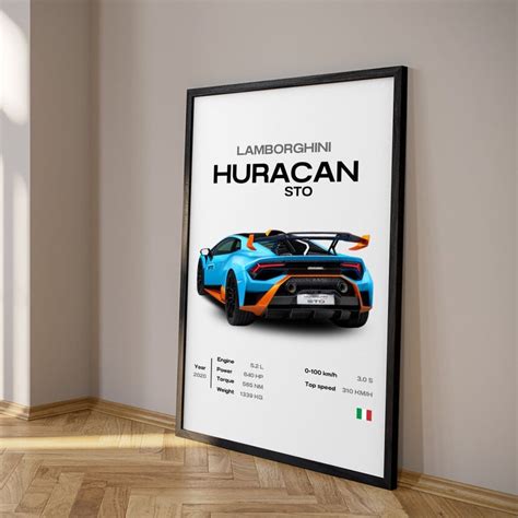 Lamborghini Huracan Sto Poster Mid Century Modern Car Poster Retro