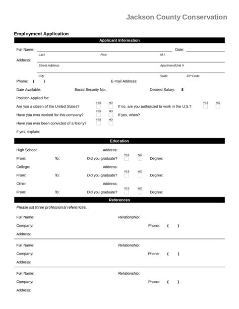 Employment Application Form Pdf Fillable