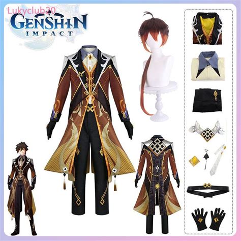 Game Genshin Impact Zhongli Anime Morax Cosplay Costumes Mens Role Play Uniform Halloween