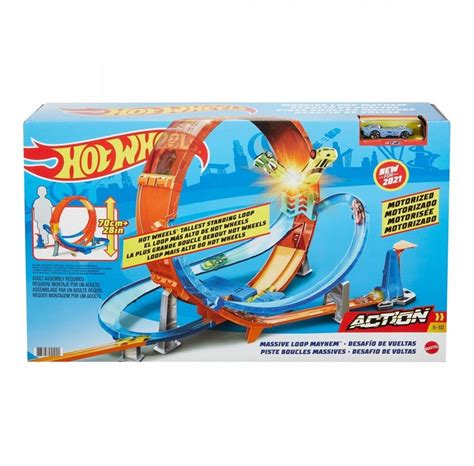 Hot Wheels Massive Loop Mayhem Track Set With 28 In Wide Track Loop 1 Car